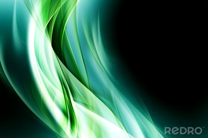 Fototapete Grüne Welle auf schwarzem Hntergrund