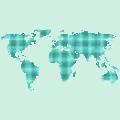Fototapete Grüne Weltkarte gepunktet