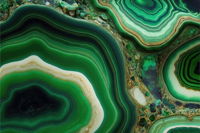 Fototapete Grüner Achat im Querschnitt
