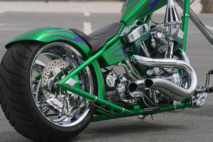 Fototapete Grüner Chopper