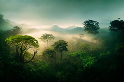 Grüner Regenwald am Morgen