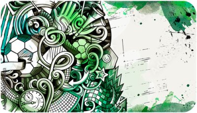 Fototapete Grünes abstraktes Muster mit Fußballsymbolen