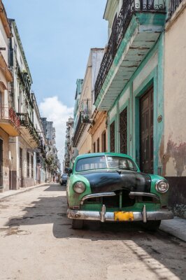 Fototapete Grünes Auto auf Kuba