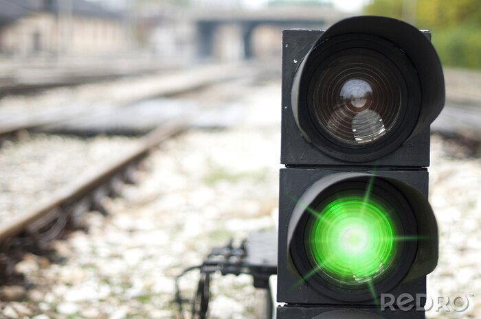 Fototapete Grünes Licht für Züge