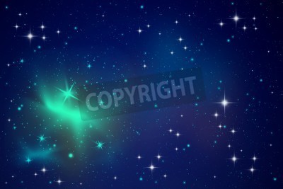 Fototapete Grünes Licht und Sterne