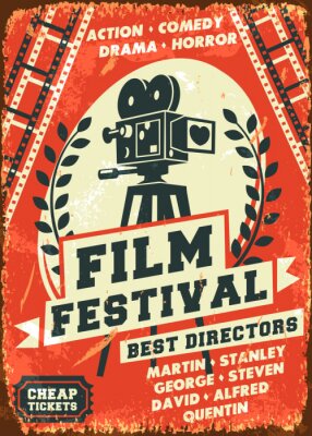Grunge Retro Film Festival-Poster. Abbildung.