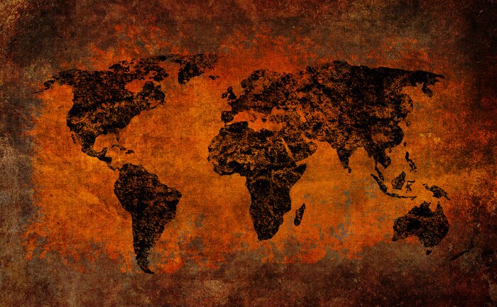 Fototapete Grunge-Weltkarte im Vintage-Stil