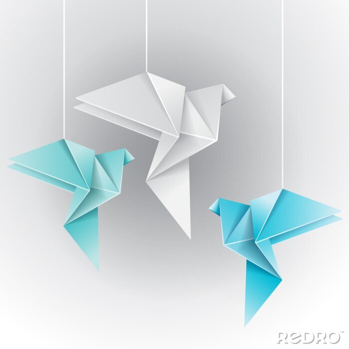 Fototapete Hängende Vögel aus Papier