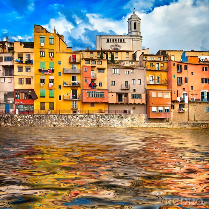 Fototapete Häuser am Wasser in Girona