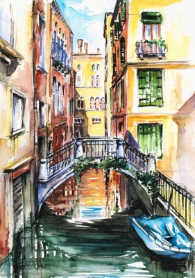 Fototapete Häuser am Wasser in Venedig