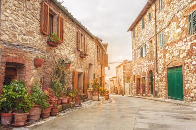 Fototapete Häuser Gasse in Toskana