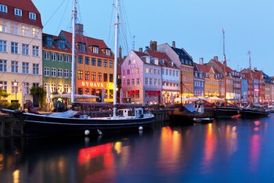 Fototapete Häuser in Kopenhagen am Abend