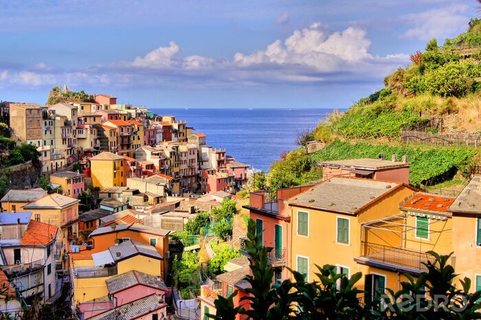 Fototapete Häuser mit Ausblick auf Meer
