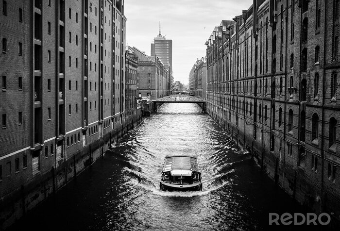 Fototapete Hamburg schwarz-weiß