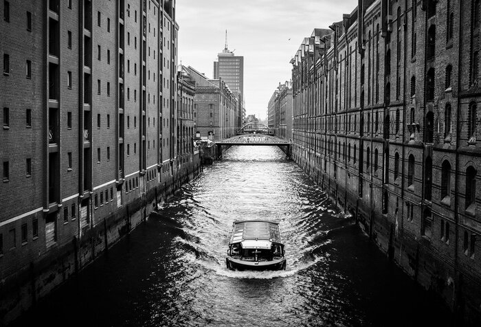 Fototapete Hamburg schwarz-weiß