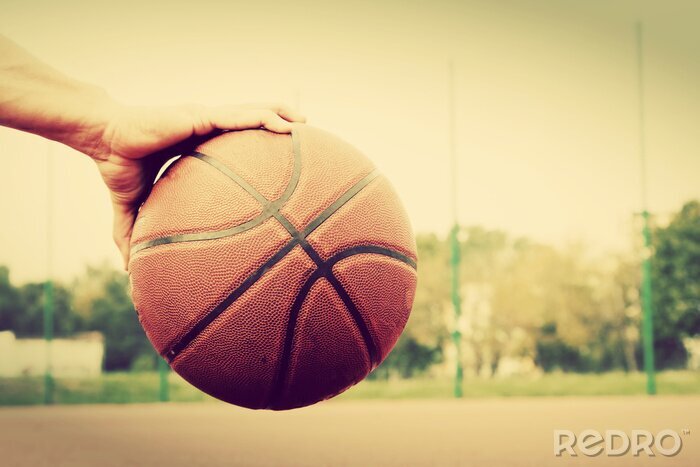 Fototapete Hand mit einem Basketball