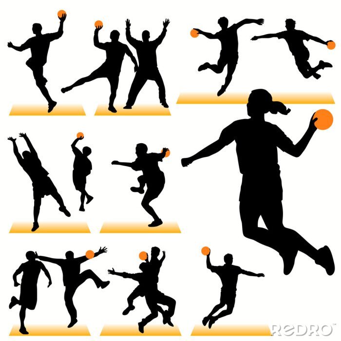 Fototapete Handball Silhouetten