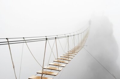 Fototapete Hanging bridge in fog