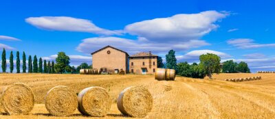 Fototapete Haus und Feld in der Toskana