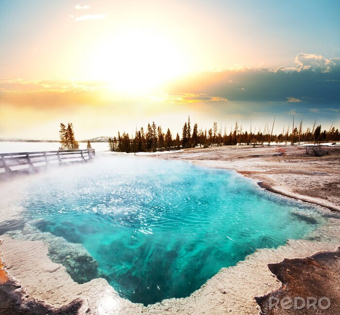 Fototapete Heiße Quelle und Natur