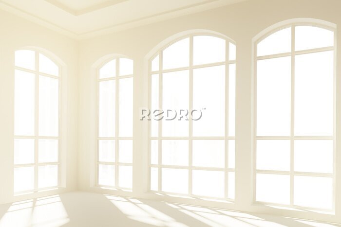 Fototapete Heller Raum mit großen Fenstern