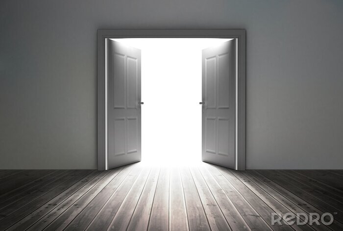 Fototapete Helles Licht hinter der großen Tür