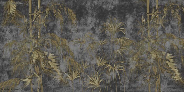 Fototapete Hellgrüne Blätter auf dunklem Hintergrund