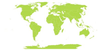 Hellgrüne Weltkarte mit markierten Ländern