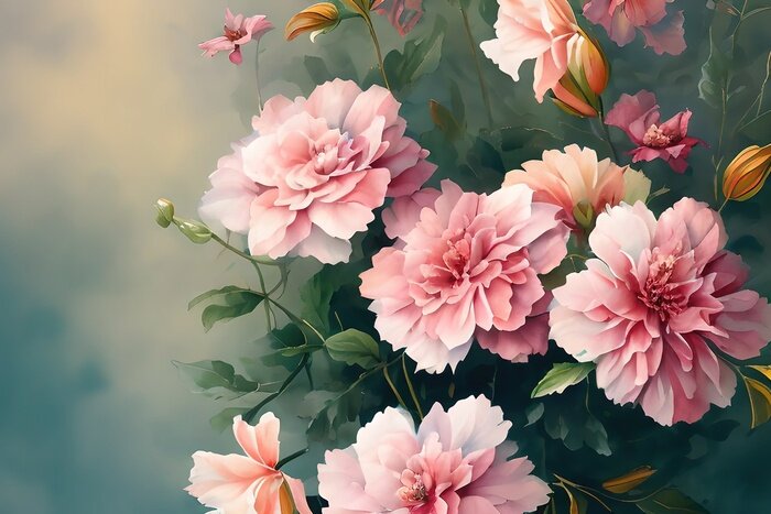 Fototapete Helloranger Pfingstrosenstrauch