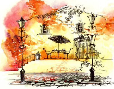 Fototapete Herbst Straßenlaternen (Serie C)