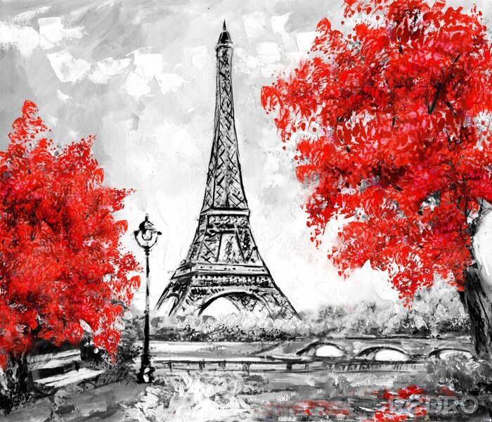 Fototapete Herbstbäume am Eiffelturm