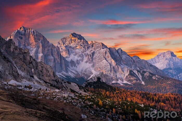 Fototapete Herbstberge bei Sonnenuntergang