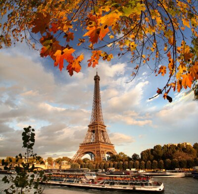 Fototapete Herbstliche Blätter im Herbst in Paris