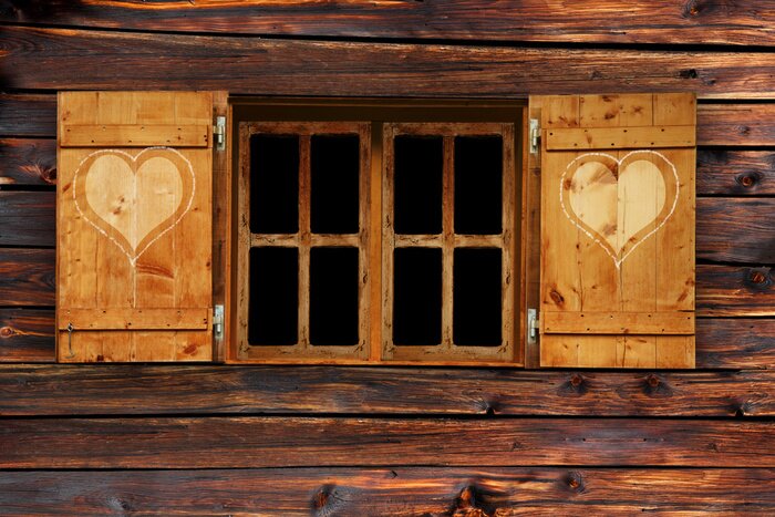Fototapete Herz auf fensterläden