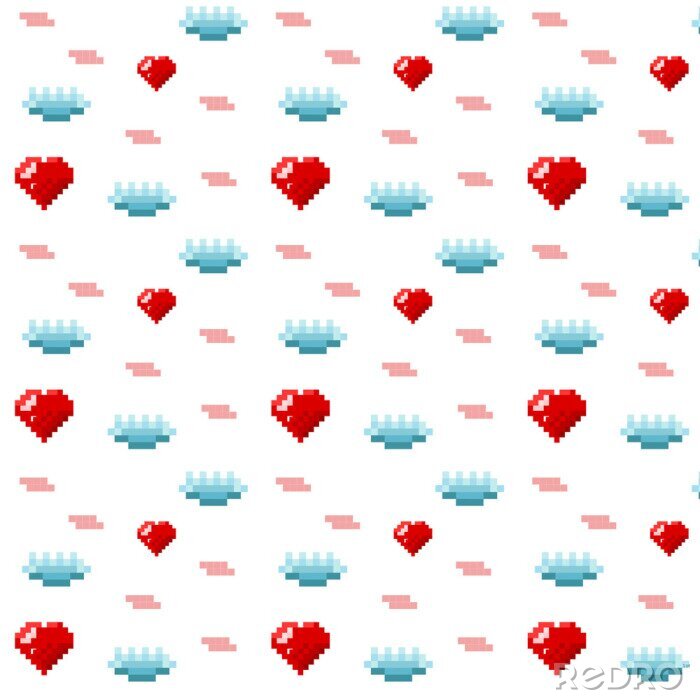 Fototapete Herzen aus Pixeln