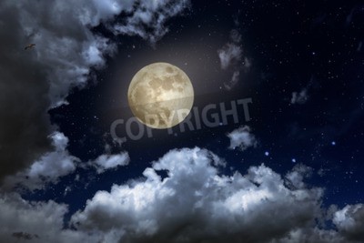 Fototapete Himmel bei Nacht mit Mond