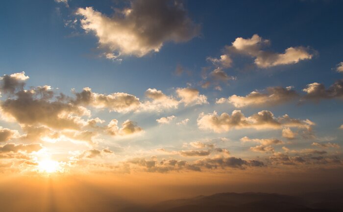 Fototapete Himmel mit Wolken bei Sonnenuntergang