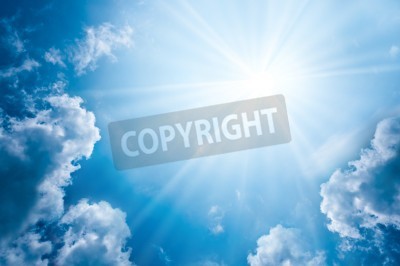 Fototapete Himmel mit zerstreuten Sonnenstrahlen