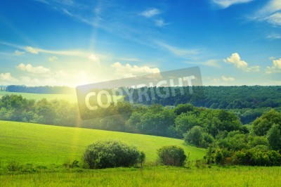 Fototapete Himmel über grüner Landschaft