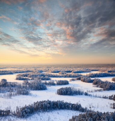 Fototapete Himmel über Winterwald