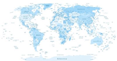 Himmelblaue Weltkarte