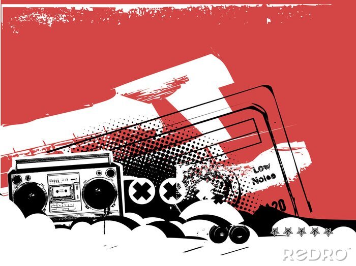 Fototapete Hip-Hop und Retro-Boombox
