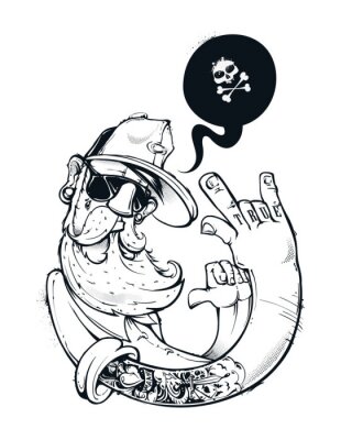 Sticker Hipster auf Graffiti