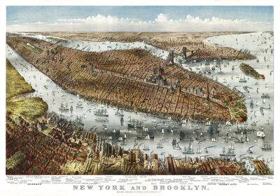 Fototapete Historische Karte von New York City