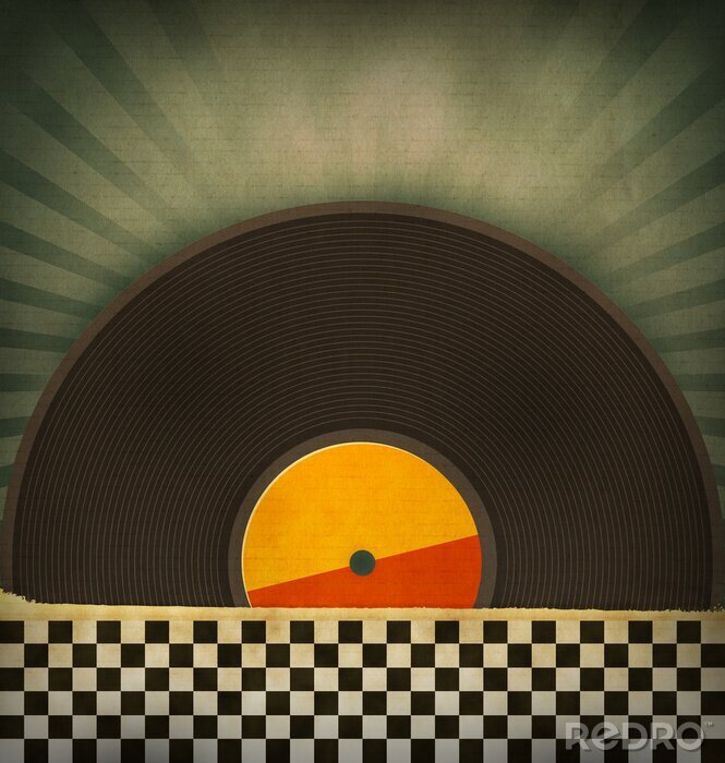 Fototapete Hit-Vinyl-Schallplatte in einer Pappschachtel