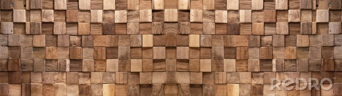 Fototapete Holz 3D Mosaik aus Cuben