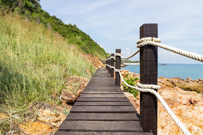 Fototapete Holzbrücke am Meer