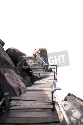 Fototapete Holzbrücke an Felsen