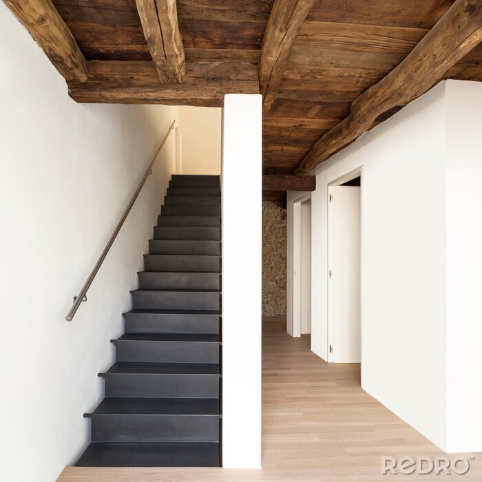 Fototapete Holzdecke und Treppen
