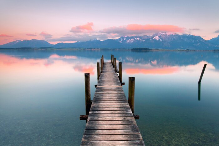 Fototapete Holzsteg am stillen See
